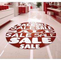 Tapis vinyle rond rouge "Sale"