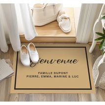 Tapis vinyle entrée bienvenue nom personnalisé