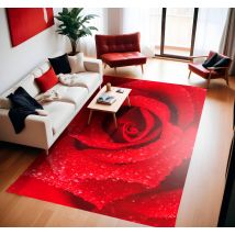 Tapis vinyle rouge une rose