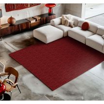Tapis vinyle rouge effet laine texturé