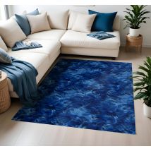 Tapis vinyle bleu nuances de laine