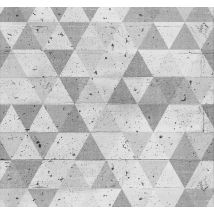 Papier peint chambre imitation mur beton triangles designs