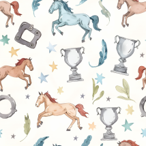 Papier peint chevaux coupe équestre et étoiles