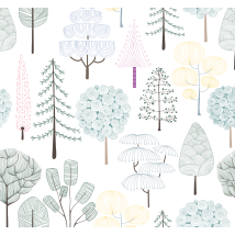 Papier peint chambre Mignons petits arbres