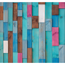 Papier peint bois planches multicolores