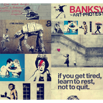Papier peint arte Collage Banksy