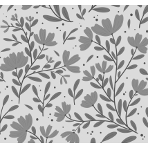 Papier peint pour tete de lit motif de fleurs grises