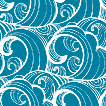 Papier peint pour tete de lit motif bleu ondulé
