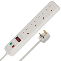 Brennenstuhl 1150543420 4-Way Extension Lead with Surge Protection & Neon Indicator - White