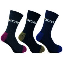 JCB JCB Men's Assorted Coloured Stay Dry Boot Work Socks 6-11 (3 Pairs)
