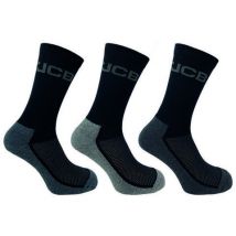 JCB JCB Men's Black Cotton Rich Everyday Breathable Work Boot Socks 6-11 (3 Pairs)