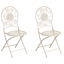 Set di 2 sedie da esterno in metallo stile vintage con motivo floreale e struttura in ferro pieghevole Beige chiaro