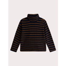 Col Roulé Velours Côtelé Rayé Bleu Et Beige Pour Garçon - 3 ans - Du Pareil Au Même