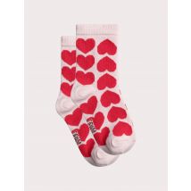 Chaussettes Roses À Cœurs Rouges Pour - Fille - Du Pareil Au Même