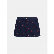 Jupe Bleu En Denim Et Broderies Cœur Pour - Fille - Du Pareil Au Même