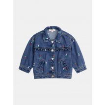 Veste En Jean À Volant Avec Broderies Fleur-cœurs Pour pour Bébé - Fille - Du Pareil Au Même