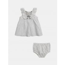 Robe Rayée Et Brodé À Épaules Volantées Avec Bloomer Pour pour Bébé - Fille - Du Pareil Au Même