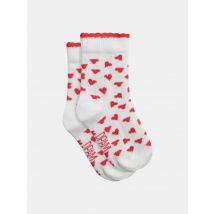 Chaussettes Écru À Cœurs Rouges Pour - Fille - Du Pareil Au Même