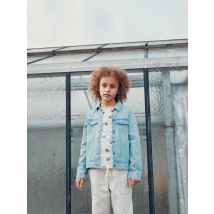 Veste En Denim Clair À Broderies Fleurs Pour - Fille - Du Pareil Au Même