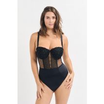Body z fiszbinami z haftu - 75D - black - Etam