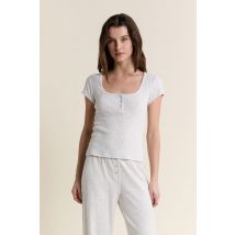 Koszulka piżamowa z krótkim rękawem z bawełny - XL - grey - Etam