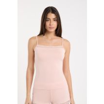Koszulka na ramiączkach z detalami koronkowymi - XL - rose givre - Etam