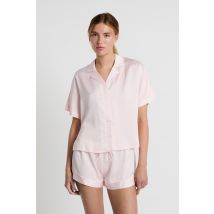 Koszula piżamowa z krótkim rękawem z nadrukiem - S - rose pale - Etam