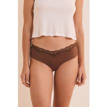 Majtki typu hipster z koronki - M - brown - Etam