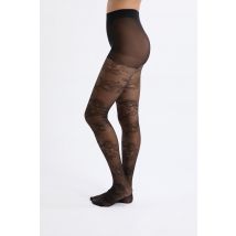 Medias transparentes con flores - 15D - FLEURIS SHOW - L/XL - black - Mujer - Etam