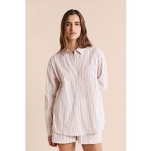 Koszula piżamowa w paski z bawełną - M - pink - Etam