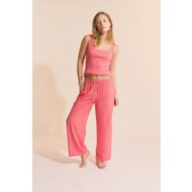 Spodnie piżamowe z motywem kwiatowym - S - rose pale - Etam
