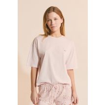 T-shirt z motywem kwiatowym - M - rose givre - Etam