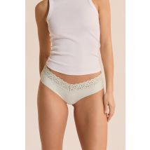 Hipster V-shape z mikrofibry i koronki - XS - sauge - Etam