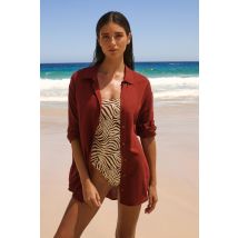 Camisa con lino - CHILL BEACH - M - caramel - Mujer - Etam