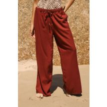 Pantalón fluido con cintura elástica - CHILL BEACH - L - caramel - Mujer - Etam