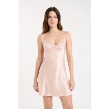 Halka nocna z jedwabiu z detalami koronkowymi - S - rose pale - Etam