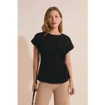 Camiseta de manga corta drapeada - TANTAL - L - black - Mujer - Etam