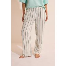 Pantalón de pijama 7/8 a rayas de algodón - ALMIA - S - turquoise - Mujer - Etam