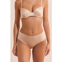 Szorty z satynowej mikrofibry- PURE GLOW - XS - beige - Etam