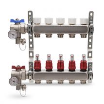 COLLETTORE DI DISTRIBUZIONE IN ACCIAIO INOX COMPLETO ATON- 9 vie 1 x 3/4- ATON- pezzi 1