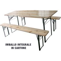 SET TAVOLO + PANCHE BIRRERIA 2 GAMBE DOMUS - LEGNO/ACCIAIO CM 120X60 H.CM 76 CF=PZ 3- 1 confezioni