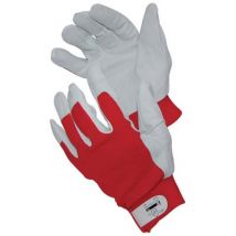 GUANTO DRIVER FIORE BOVINO/TELA ELASTICA WORKIT - BIANCO/ROSSO + STRAP 8- 12 paia