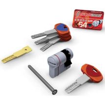 MEZZO CILINDRO SAGOMATO EVO K64 HAND SECUREMME CROMO SATINATO CHIAVI 3 MM 50 40+10