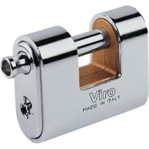 LUCCHETTO ANTISCASSO CORAZZATO PANZER VIRO OTTONE ACCIAIO CROMATO CHIAVI 3 MM 62