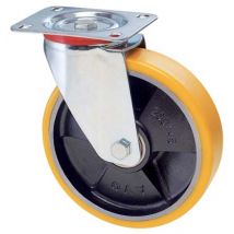 RUOTA A FORCELLA GIREVOLE 22 AVO A/ZINCR/POL.GIAL D/GHISA D.MM 200X40 P.MM 140X110