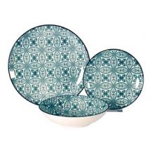 SERVIZIO DI PIATTI MAIOLICA VERDE ACQUA IN PORCELLANA- - servizio contenente 18 piatti - 1 confezione XTRA