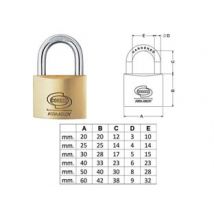 LUCCHETTO OTTONE ARCO NORMALE PRIUM CIFRATURA UNICA KA PL110- - mm.40 (YPL1104000011000) YALE - 12 pezzi CORBIN