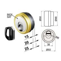 DEFENDER MAGNETICO MAG MONOLITO ANTIACIDO MR500 OTTONATO LUCIDO ø mm.50x15h. 3 chiavi compatibile serr. Cipierre DISEC