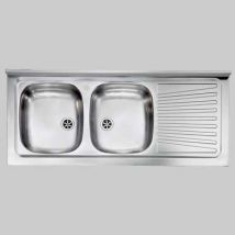 Lavello inox 2 vasche appoggio c/ gocciolatoio 120 X 50 Dx CM