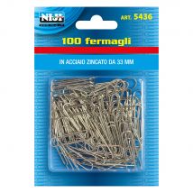 FERMAGLI PER CARTA metallo mm.33 - 100 pz- 24 blister - LEBEZ